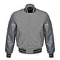 New Men's Custom Made Varsity Bomber Letterman Baseball Grey Wool & Grey Leather Sleeves jacket