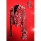 New HandMade Men Full Red Punk Silver Long Spiked Studded Leather Brando Jacket