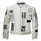 Men Bike Real Leather Jacket White Studded Embroidery Patches Leather jacket