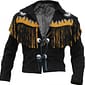 Men's Black Suede Leather Vintage Cowboy Jacket Fringed and Beaded Coat