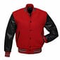 New Men's Custom Made Varsity Bomber Letterman Baseball Red Wool & Black Leather Sleeves jacket