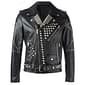 Men Classic Sliver Studded Leather Motorcycle Jacket, Biker Leather Jacket