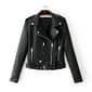 Women's New Handmade Black Punk Leather Jacket Stylish Coat Zip Up Biker Motorcycle Winter Outwear Jackets