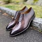 New Pure Handmade Dark Brown Shaded Leather Stylish Lace Up Shoes For Men's