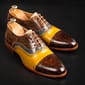 New Men's Pure Handmade Multi-Color Leather Lace Up Oxford Cap Toe Shoes