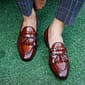 New Men's Handmade Pure Brown Leather Stylish Bespoke Loafer Slip On Shoes
