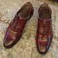 New Men's Handmade Shoes Two Tone Cap toe style Burgundy Leather Lace Up Dress & Casual Wear Boots