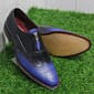 New Men's Handmade Leather Shoes Black & Blue Leather Stylish Front Zipper Style Wing Tip Casual & Dress Wear Boots